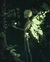 Poster - a skeleton holding a flower