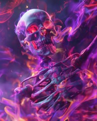 Poster - a skeleton in flames