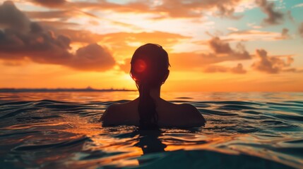 Wall Mural - yoga at sunset