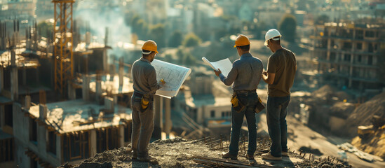 Wall Mural - construction worker with planning