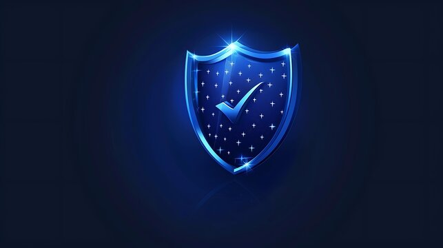 Shield with tickmark 3d rendering minimal wallpaper, background with big copy space 