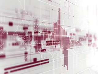 Elegant Minimalist Tech Background in White and Maroon with Digital Waveforms in an Audio Engineering Lab, Ideal for High-Tech Communication and Innovation Themes