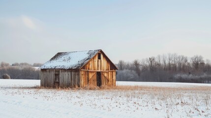 Canvas Print - barn in winter