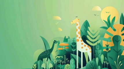 Poster - AI for conservation, protecting biodiversity, flat design illustration