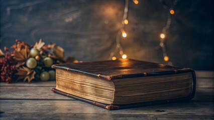 Wall Mural - A vintage old book and floral decorations