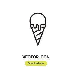 Leinwandbilder - Ice Cream icon vector. Linear-style sign for mobile concept and web design. Ice Cream symbol illustration. Pixel vector graphics - Vector.	