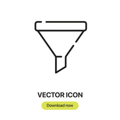 Poster - Funnel icon vector. Linear-style sign for mobile concept and web design. Funnel symbol illustration. Pixel vector graphics - Vector.	
