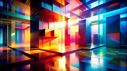 Wall Mural - the dance of light and shadow: a captivating abstract painting showcasing a dynamic interplay of lig