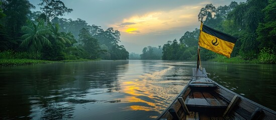 Poster - Serene River Journey Through Lush Tropical Rainforest