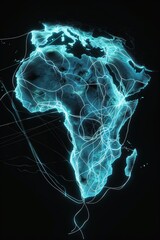 Wall Mural - a blue globe with a map of africa on it. the globe is surrounded by a lot of dots, which give it a f
