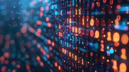 Binary Data Software Programming Code Background. Random Parts of Program Code. Digital Data Technology Concept. 1 0 Machine Code. Random Binary Data Matrix Wide Vector Illustration.