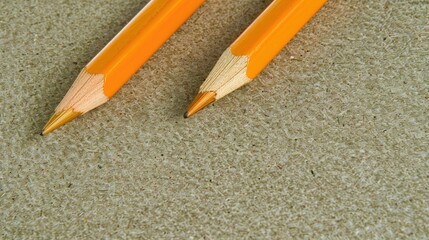 Two Yellow Pencils Resting on a Rough Surface