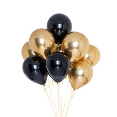 Wall Mural - Black and gold colored balloons isolated on white or transparent background