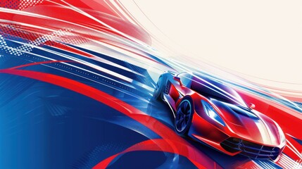 Red Sports Car Speed Blur Abstract Background for Website Design,Game and App Development