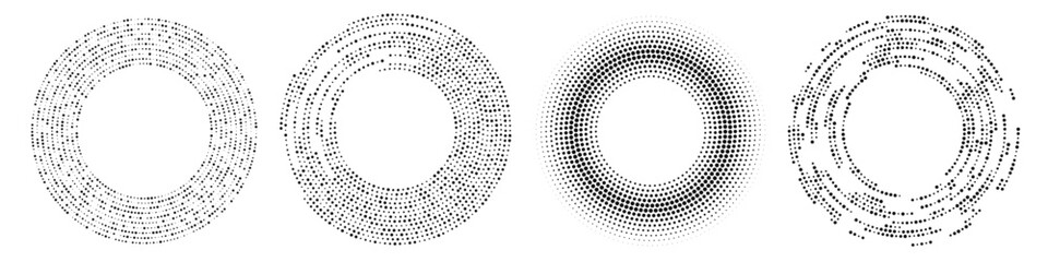 Set of circle halftone dotted backgrounds