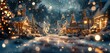 © ArtCookStudio - Snowy Village Street at Dusk With Christmas Lights