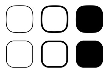 Poster - Squares set with rounded borders and corners, simple geometric shapes and frames isolated