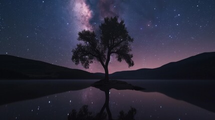 Starry night sky with the Milky Way clearly visible