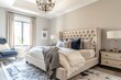 © Muhammad - A luxurious master bedroom with a sophisticated bed, high-end finishes, and a serene color palette for a calming effect. Stunning, crisp, vivid, detailed, high-contrast,