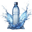 © srmaker - Water bottle with water pouring out of it on transparent background