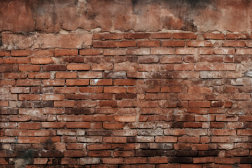 Wall Mural - Processed collage of obsolete red brock masonry wall texture. Background for banner, backdrop