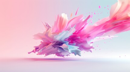 Wall Mural - Digital art composition showcasing vivid electric and neon effects, emphasizing luminous colors and dynamic shapes against a minimalist white background.