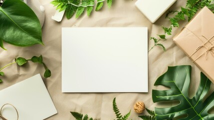 Poster - blank note paper on wood background