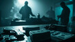 © BetterPhoto - A dark, dramatic scene of organized crime with weapons and stacks of money on a table, depicting the dangerous and illicit underworld.