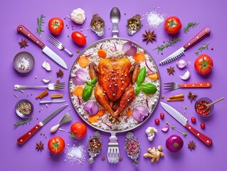 Wall Mural - plate with food