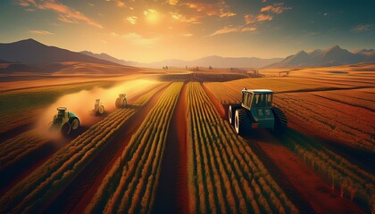 Wall Mural - Agriculture business technology. Created with generative Ai technology