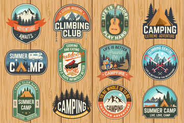 Wall Mural - set of rock climbing club and summer camp badges. vector. concept for shirt or print, stamp, patch. 