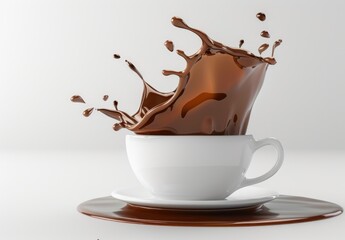 Chocolate Splash in a White Cup