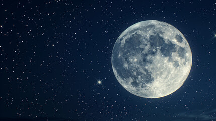 detailed view of full moon against starry sky