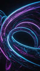 Canvas Print - Futuristic light effect with dynamic blue and purple neon swirls