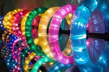 Poster - Mesmerizing display of led light tubes glowing in a spectrum of vivid colors