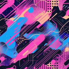 Wall Mural - Vibrant Abstract Cosmic Pattern with Geometric Elements