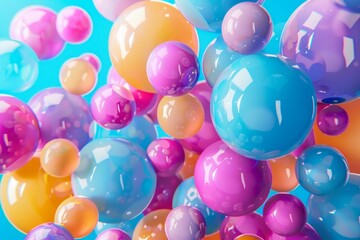 Poster - Abstract image featuring vibrant 3d bubbles in pink, purple, and blue hues