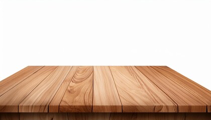 Wall Mural - perspective view of empty wood or wooden table top on isolated background including clipping path