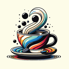 cup of coffee Abstract paint vector Artwork