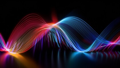 Wall Mural - abstract background colorful glowing lines equalizer effect sound waves