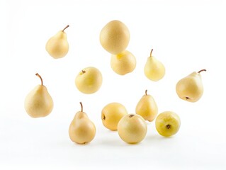 Falling Asian Pear: A Captivating Image on a White Background