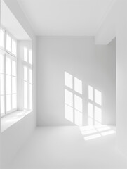 Wall Mural - Sunlight Streaming Through a Window in a White Room