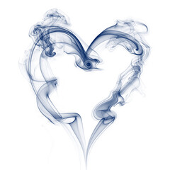 Blue smoke forming a heart shape, cut out