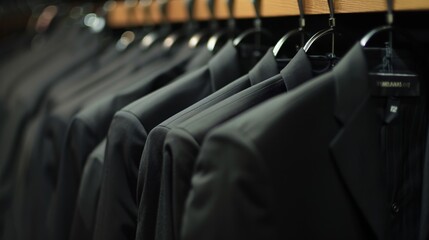 Wall Mural - formal matt black colour shirts hanging