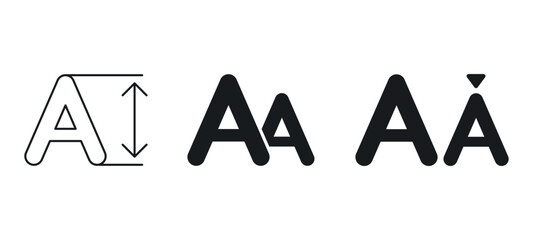 Fototapete - Font size icon set. Application interface design element.