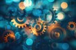 © Igor - Blurred background with overlapping gears represents automation concept in business and industry