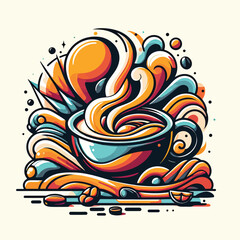 Wall Mural - cup of coffee Abstract paint vector Artwork