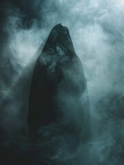 Canvas Print - Ominous and Specter-Haunted Halloween Wallpaper with Copy Space for Text Overlay. Dark,Gothic,and Eerie Supernatural Imagery Symbolizing the Mysteries of the Night.