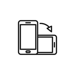 rotate phone icon outline collection in black and on white background