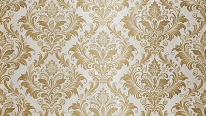 golden floral damask pattern, seamless wallpaper background, vintage style, ornate design, floral, w